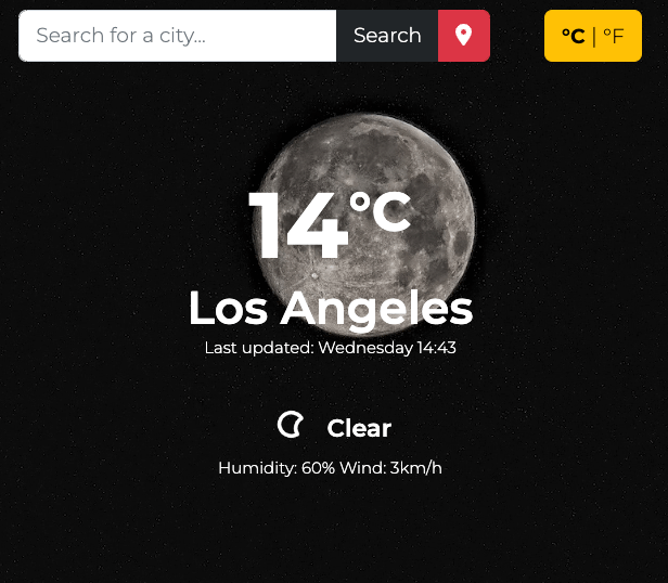 React Weather App Project Page